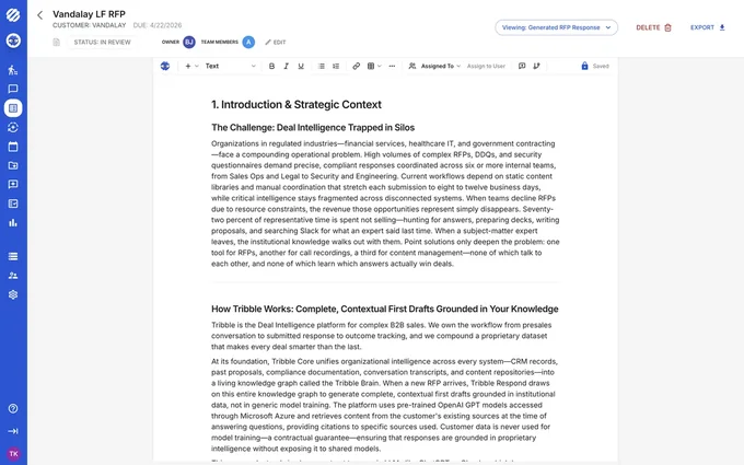 The Respond editor: a drafted response, ready for review